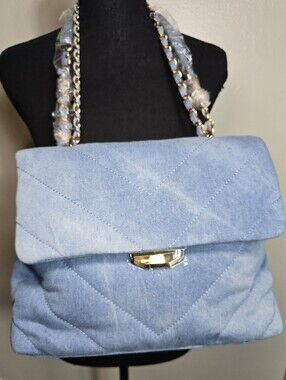 NWT Light Blue Denim Quilted Crossbody Bag 👜